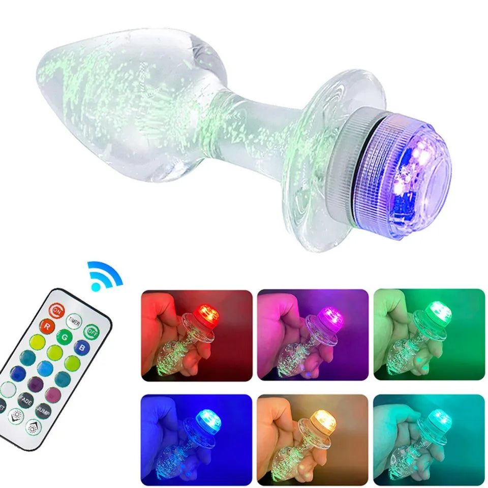 LED glass butt plug