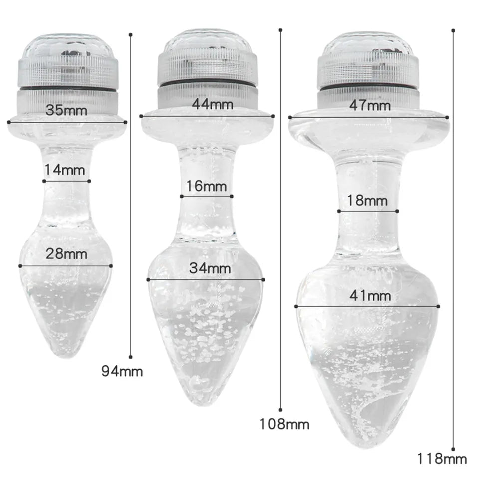 LED glass butt plug